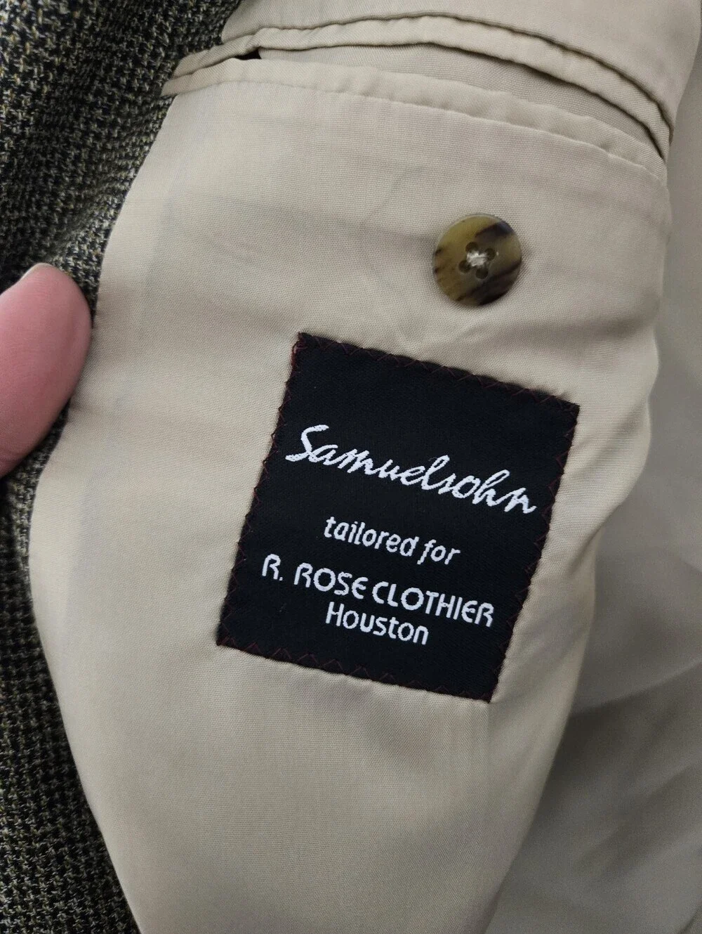 Vintage Samuelsohn Brown & Navy Windowpane Super 100s Sport Coat Sz 50 XL
